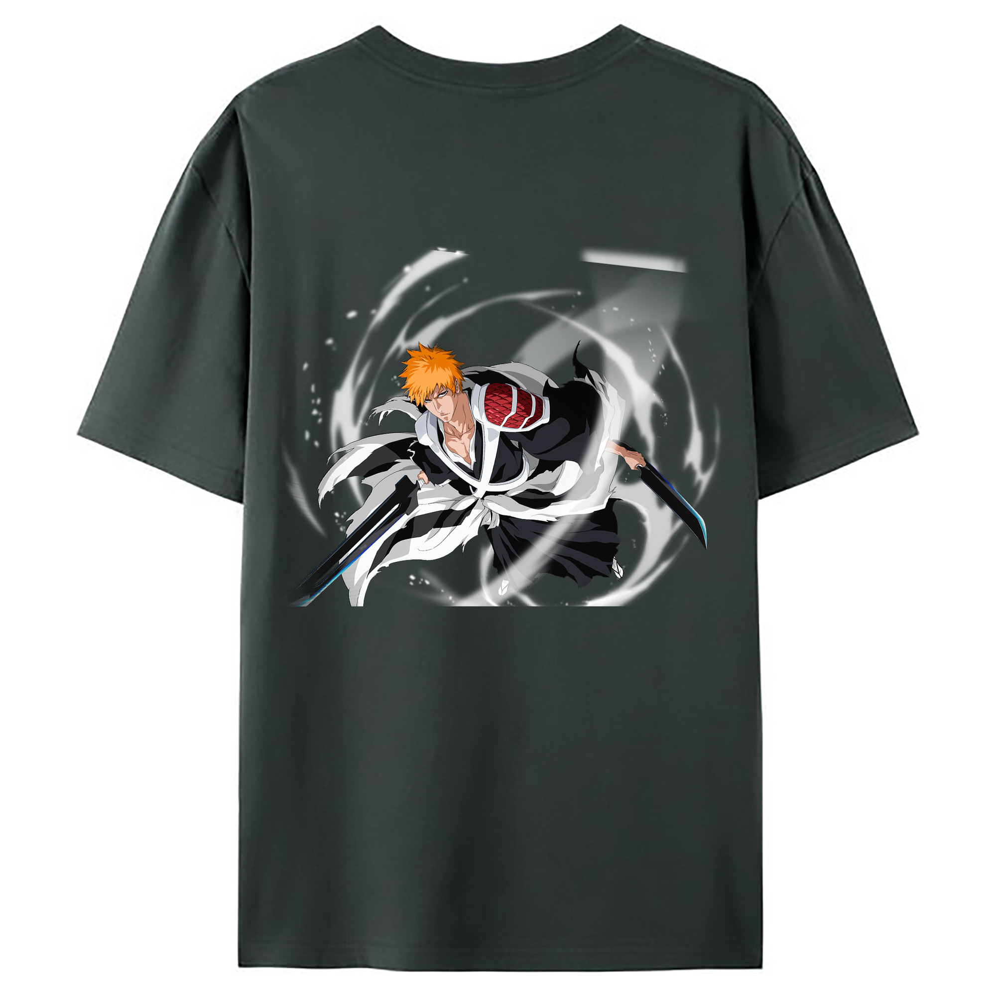 （画像用） ブリーチ 黒崎一護（くろさき いちご）BLEACH Kurosaki Ichigo 綿100％ メンズ半袖Tシャツ（バックプリント） 通気性